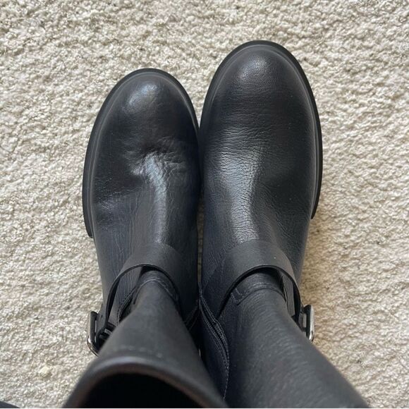 NEW AGL Chunky Biker Moto Lug Sole Black Leather Buckle Boots 40 - Picture 9 of 13